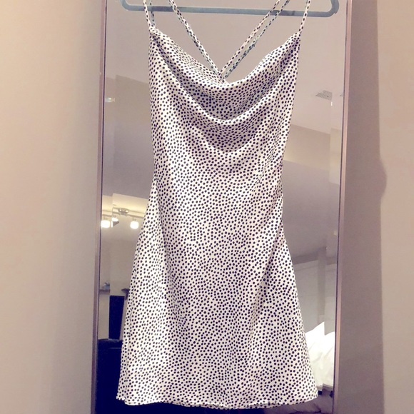 Drape Front Polka Dot Mini Dress - Picture 1 of 4